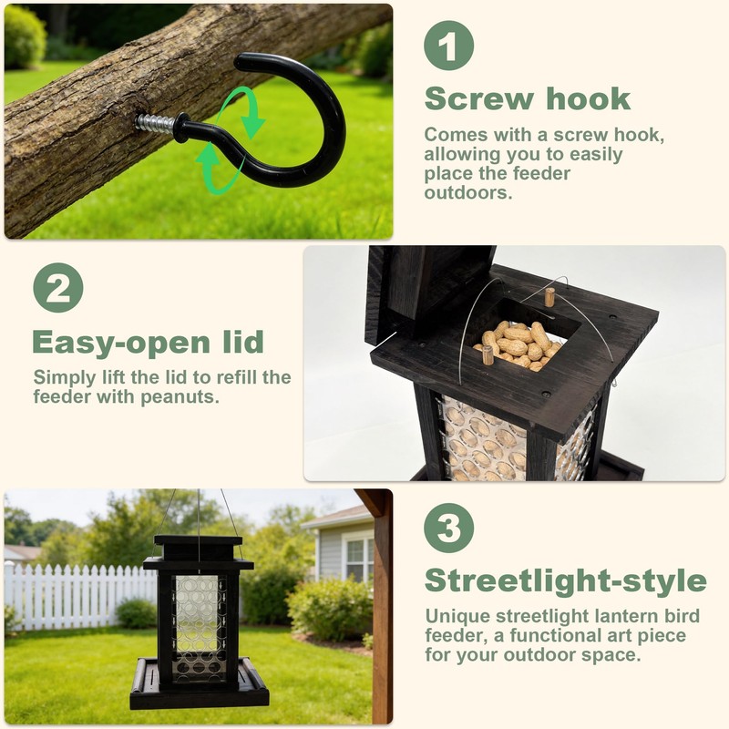 Square Crow Feeder - Hanging Whole Peanut Bird Feeder, Durable