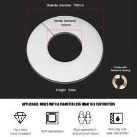 Stove Pipe Rosette, THETAG Cover Rosette Stainless Steel Heating Pipe Rosette, Stove Pipe Rosette Pipe Sleeve, Chimney Attachment, Stove Knee Rosette Chimney Hood Base Plate (White, 100 mm)