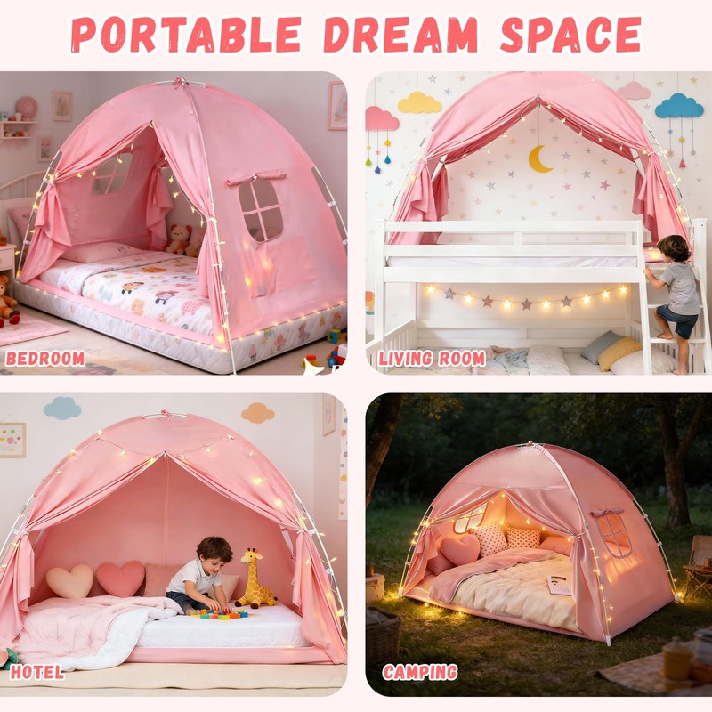 Twin Bed Tent for Kids Girls, Canopy Privacy Sleep Tent