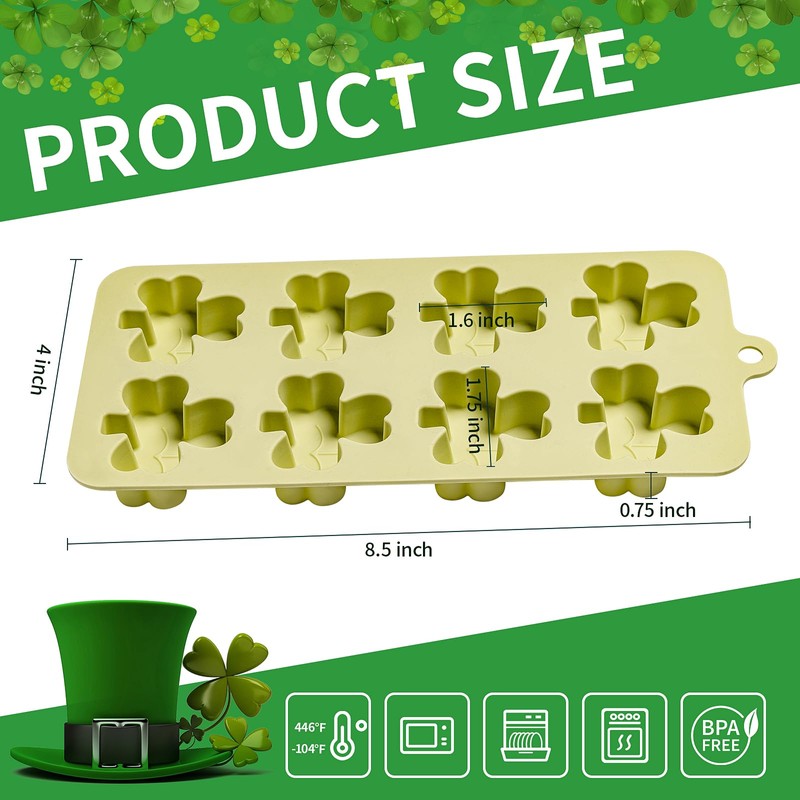Dootafy Shamrock Chocolate Molds, 2 Pack Silicone Dessert Mold, St.