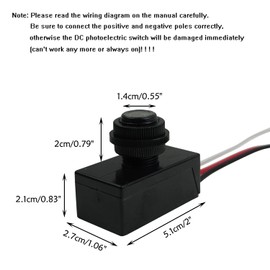 DC 12V 24V 36V 48V Outdoor Sensor Photoelectric Switch, 5A Dusk to Dawn Photocell Switch, Mini Auto Photoswitch, Hard-Wired Post Eye Light Control Switch - for Outdoor Light(DC8-50V)