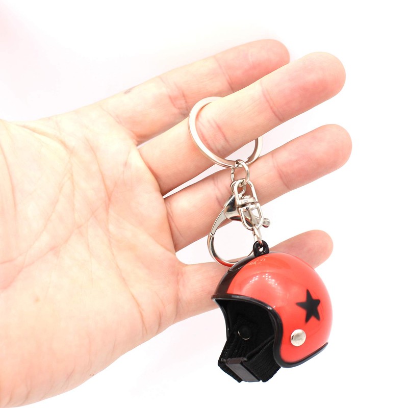 VmG-Store Motorcycle Helmet Retro Keyring with Functional Clasp S130 (Red)