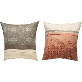 Erwin Müller Cushion Cover Organic Maco Satin Ornaments Red Pebble Beige Size 80 x 80 cm – Finest Cotton Temperature Regulating with Practical Zip