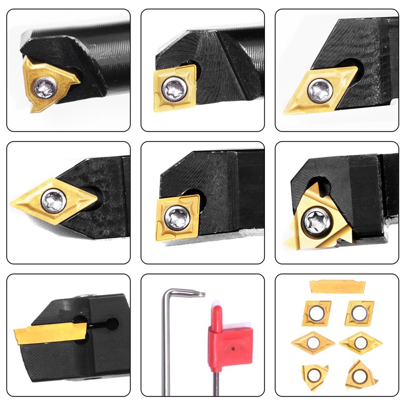 Indexable Lathe Tools 21PCS Kit, 1/2" 12mm Shank 7PCS Metal