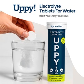 Uppy! Travel Electrolyte Tablets. Boost Hydration, Energy & Recovery Anywhere, ideal for Jet Lag , Lemon‑Lime with Ginger – 10 Tablets (1×10), Caffeine‑Free, Effervescent Travel & Sports Rehydration.