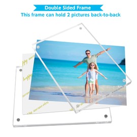 Acrylic Picture Frame with Magnetic Closure, 3 Pack 3.5 x5" Crystal Memories, Double Sided Frameless Photo Frame for Tabletop, Decorative Keepsake Display for Tickets, Postcards and Awards