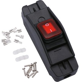 Taiss/Waterproof Inline Cord Switch 12V DC 16A ON-Off Red Light Rocker Button Switch H-012-KCD2-201N-2-W-R-12V