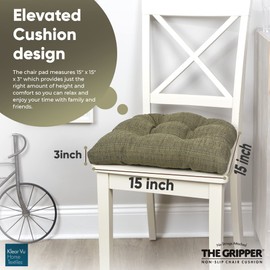 Klear Vu Tyson Gripper Universal Non-Slip Overstuffed Polyester Dining Chair Cushion, 4 Count (Pack of 1), Green 4 Pack