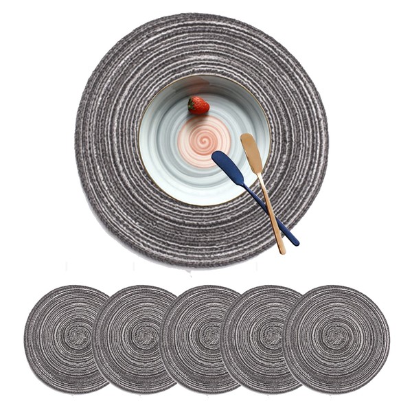 Fachoige 12 Inch Round Placemats for Dining Table Set of