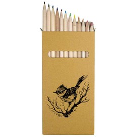 Azeeda 12 x 'Wren Bird on Branch' Long 178mm Coloured Pencils/Pencil Set (PE00066043)