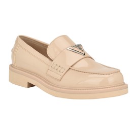 GUESS Women's SHATHA Loafer, Light Natural Patent, 11
