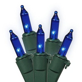 Vickerman 50 Light Blue Mini-Lights Set on Green Wire