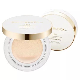 MISSHA 1+1 미샤 세이프 블록 RX 커버 톤업 선 쿠션 SPF50+ PA++++, 14g, 1+1 Missha Safe Block RX Cover Tone-Up Sun Cushion SPF50+ PA++++, 14g,
