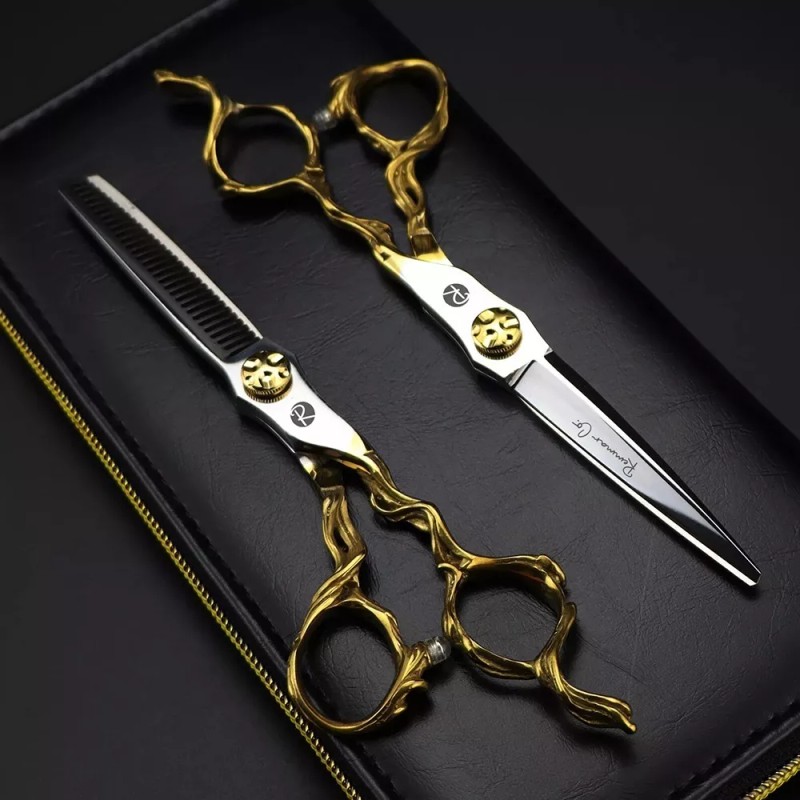 Remmar Co Set 2 Tijeras 6 Pulgadas Estilista Barbero Dorado