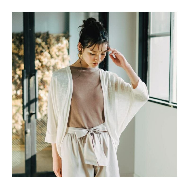 [Aqua Garage] AquaGarage long type bolero cardigan, natural, long: M