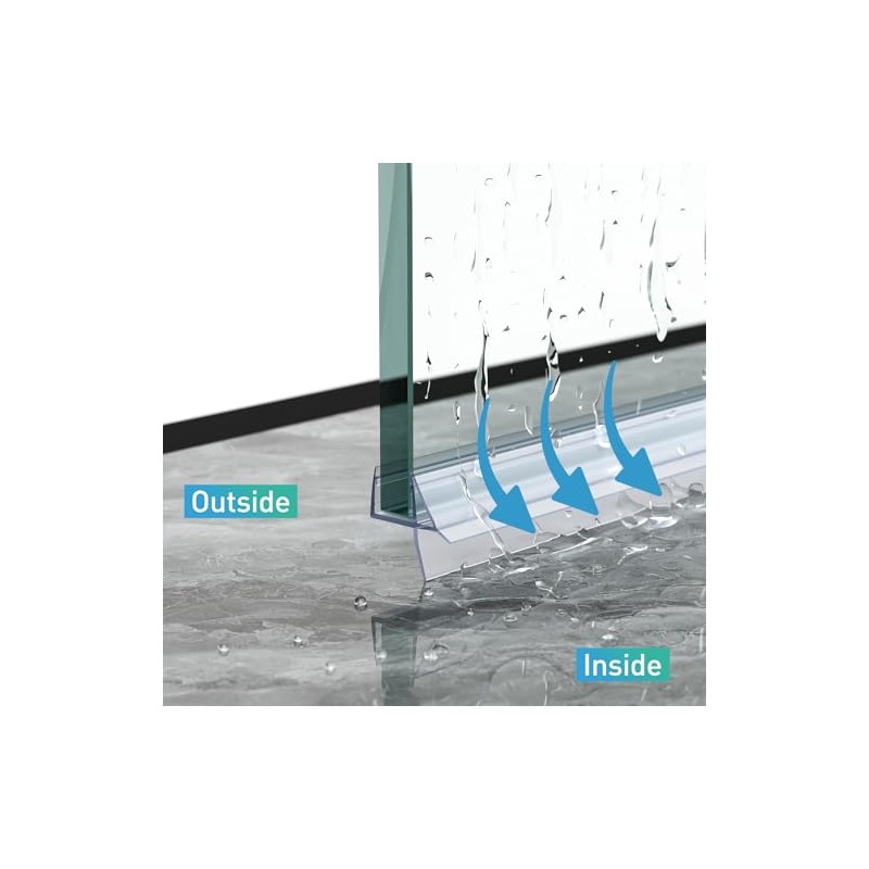 Shower Door Bottom Seal - 2 Pack for Frameless Glass