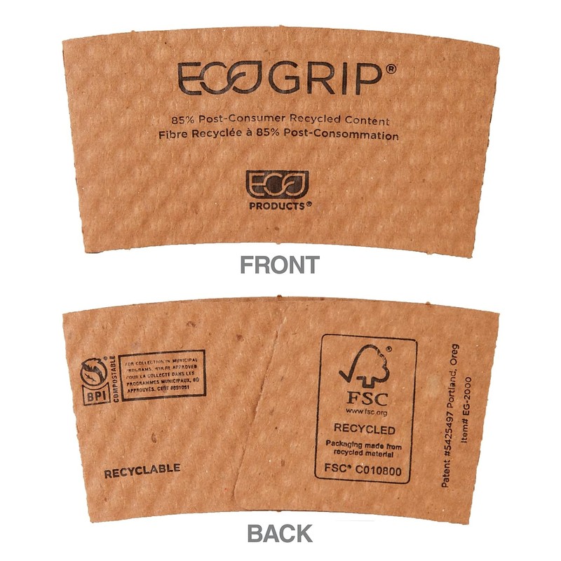 Eco-Products Ecogrip Hot Cup Sleeves - Renewable And Compostable, Fits