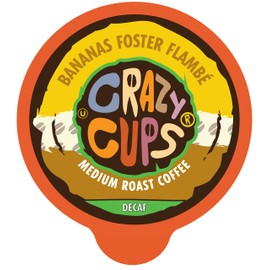 Crazy Cups Flavored Single-Serve Coffee for Keurig K-Cups Machines, Decaf Bananas Foster Flambe, 22 Pods per Box