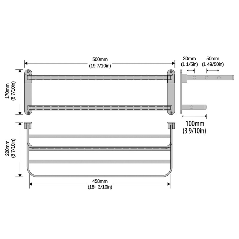 BOZWELL Bathroom Lavatory Towel Rack with Two Towel Bars,20-Inch Towel