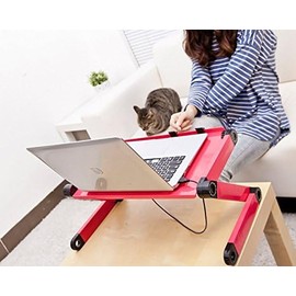 Adjustable Laptop Computer Lap Desk Portable Multifunctional Cooling Ergonomic Vented Table TV Bed Tray Stand Mount Holder (420 * 260mm, Pink)