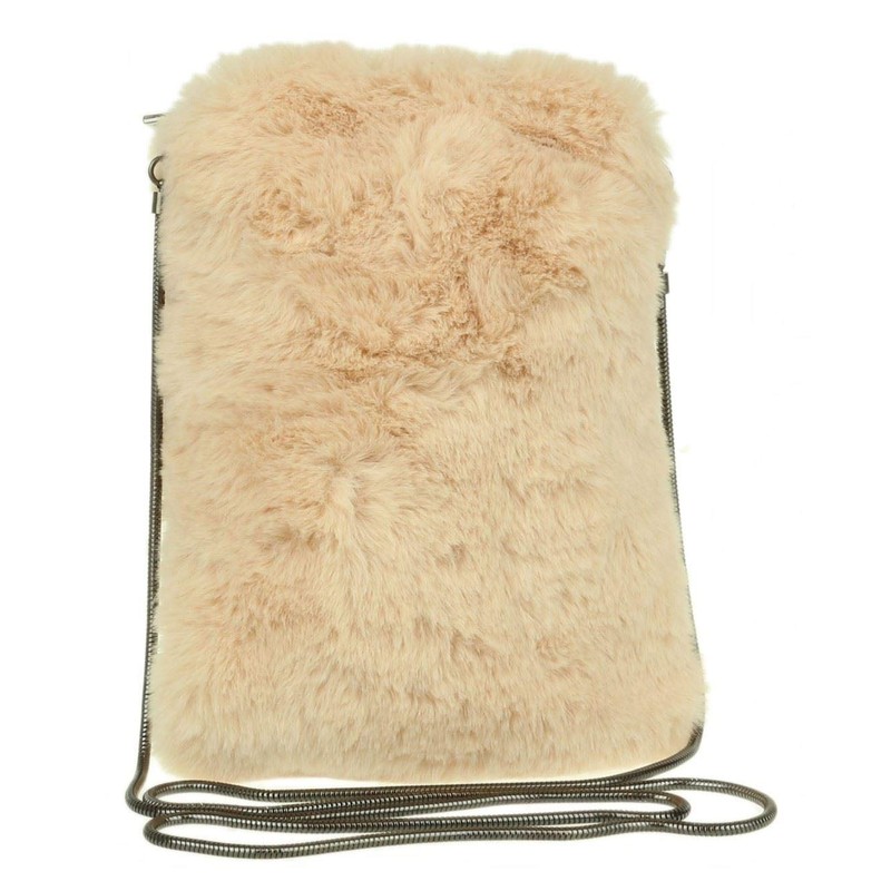 Girly Handbags Pearl Fur Clutch Bag, khaki