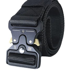 Yoiumic Military Tactical Belt, Cobra Buckle, Military, Survival Games, Equipment, Waterproof, Nylon, Outdoor, Work, One-Touch Belt (17.7 - 47.2 inches (45 - 120 cm), Set of 1