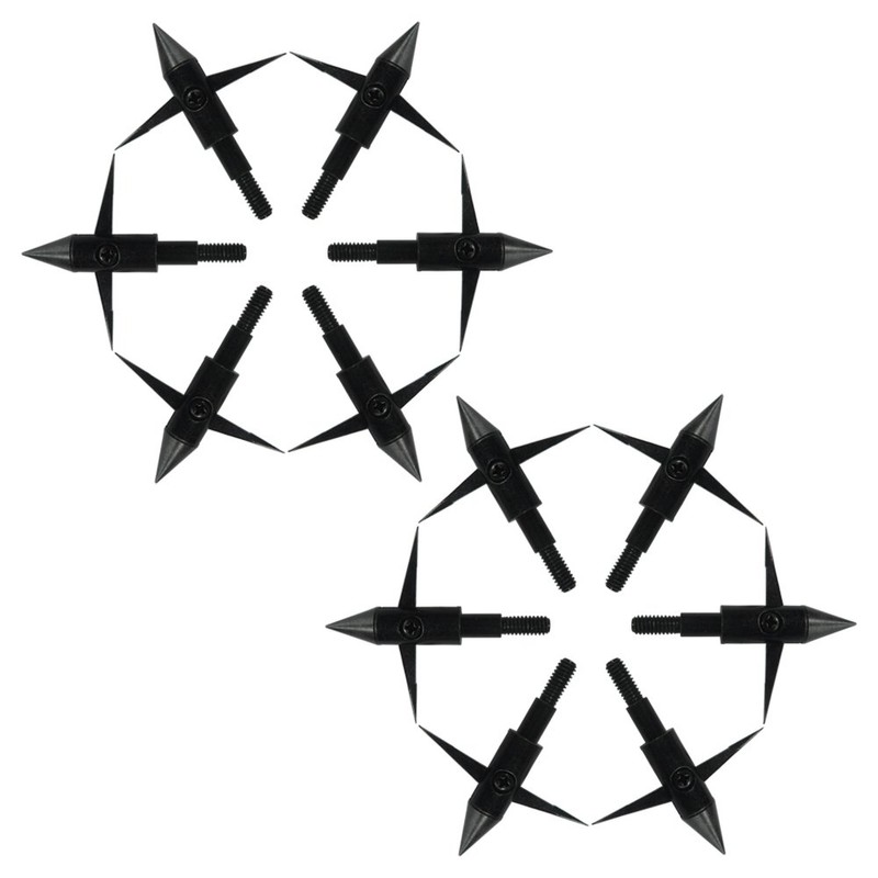 12Pcs Fishing Arrowheads Screw-on Points 150 Grain Black Bowfishing Screw