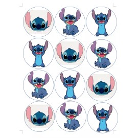Handmade Set of 12 Stitch edible paper, cupcake cookie toppers PRE CUT choose size - 1"