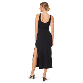 L*Space Camille Dress for Women, Fitted Ribbed Maxi, Ankle Length with Side Slit, Chic Dress for Vacation & Special Occasions, Black, M