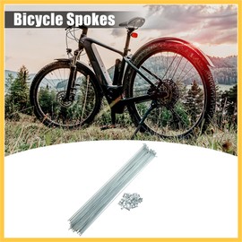 REPAIROCK 36 Pcs 14G J Bend 294mm x 2mm Bike Bicycle Spokes with Nipples Steel Silver Tone Auto Replacement Parts