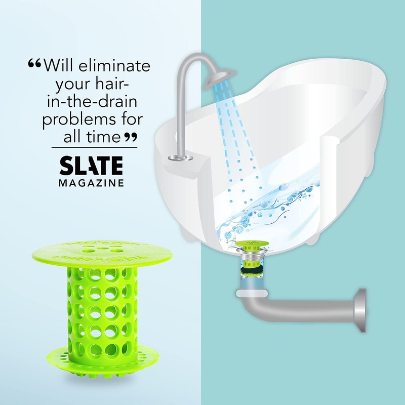 TubShroom Tub Hair Catcher Drain Protector, Fits 1.5"-1.75", Green
