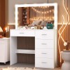 Yamissi Modern 5 Drawers Vanity Makeup Table with 11 Led