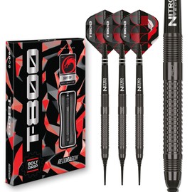 RED DRAGON Darts - T-800-90% Tungsten - 18g Barrel / 20g Full Weight Professional Soft Tip Dart Set with Dart Flights and Dart Shafts
