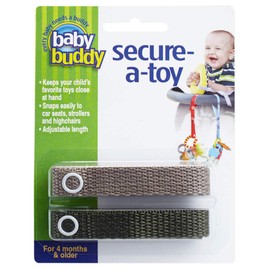 Baby Buddy 2-Count Secure-A-Toy, Tan/Olive, 2-Pack