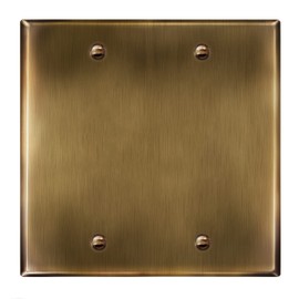 ENERLITES Blank Device Metal Wall Plate, Corrosion Resistant, Size 2-Gang 4.50" x 4.57", Stainless Steel 201, UL Listed, 7702-AB, Antique Brass