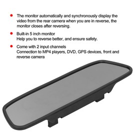 Pantalla de Espejo Retrovisor del Coche, Monitor de Cámara de Respaldo de Espejo Retrovisor Interior, 5 Pulgadas, 2 Canales de Entrada, DC12V-24V