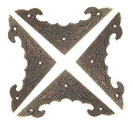 12pcs Wood Box Corner Protectors Metal Iron Bronze Corner Protector Edge Safety Guard Decoration Antique Style Jewelry Scrapbook Book Corner Decor(S)
