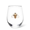 Abbott Collection Stemless Wine Glass with Jewelled Bee - Glass/Metal,