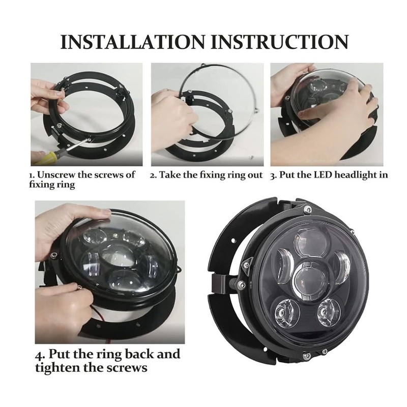 5.75in Round Headlight Mounting Bracket Stable Firmly Fixed Iron Universal