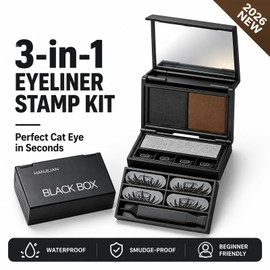 3‑in‑1 Eyeliner & Lower Lash Stamp Kit with Beauty Mark Stamp, Waterproof Smudge‑Proof Dual-Color Ink Eye Makeup Tool for Beginners, With Portable Case