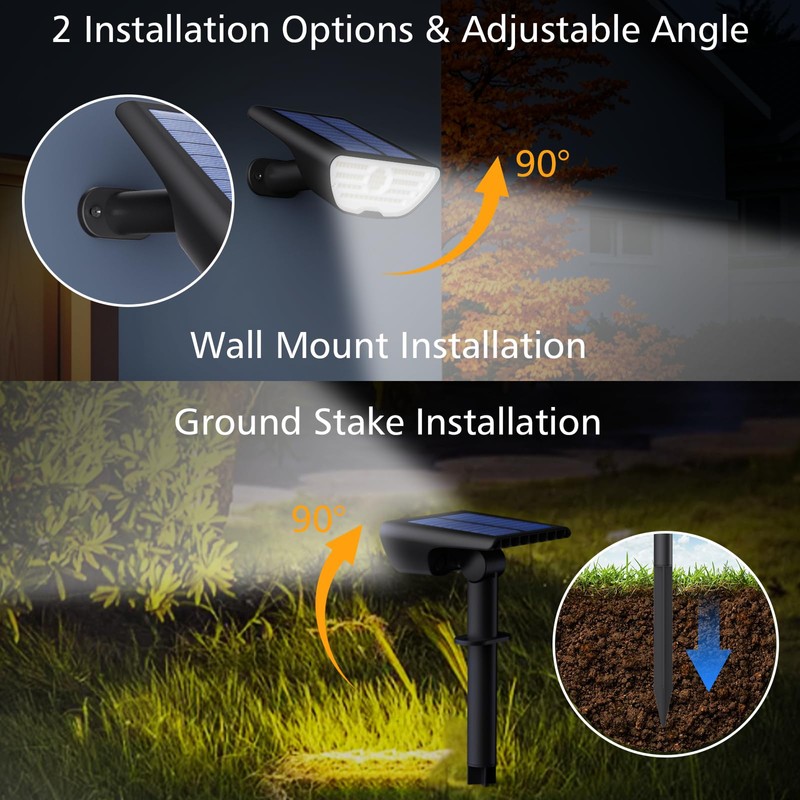 RUIKORING Solar Spot Lights Outdoor Waterproof, 73 LED Landscape Spotlight