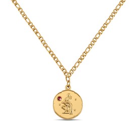 GD GOOD.designs EST. 2015 Zodiac Sign Necklace Gold with Birthstone for Women - 18K Gold-Plated Necklace with Zodiac Pendant, Stainless Steel