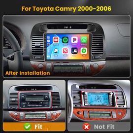 [2+64G] Hikity Android 15 Car Stereo for Toyota Camry 2000 2001 2002 2003 with Wireless Carplay Android Auto, 9" Touchscreen Car Radio Mirror Link GPS WiFi Bluetooth SWC Backup Cam FM Mic