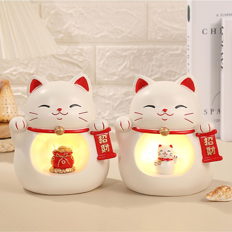 Chinese Lucky Cat Decoration Desktop Fortune Cat Statue Decorations Chinese