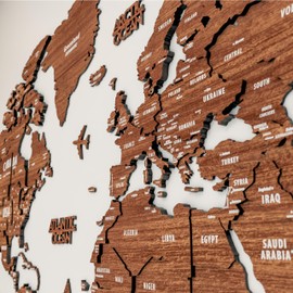 Multilayered 3D Wooden World Map, Travel Map with States and Capitals, Wall Decor For The New House, Gift For Travelers, Office Decor, Birthday Present, Living Room Decoration, Gift for Boys, Educational Activity for Children (XL, Light Brown)