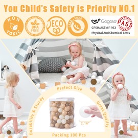 GOGOSO Bear Shape Ball Pit Balls 100pcs, Ball Pool Balls for Swim Fun Toys, Baby Different Shaped Ball Pit,Toddlers Girl Kids Birthday, Tent,Slides, Tunnels(2.2"), Brown+Beige+Coffee