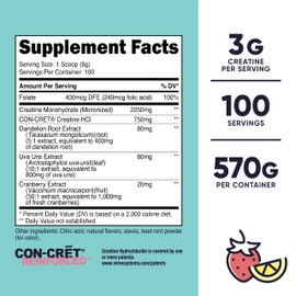 Nutricost Creatine Monohydrate Powder for Women, Micronized, Strawberry Lemonade, 100 Servings - Vegetarian, Non-GMO, Gluten Free