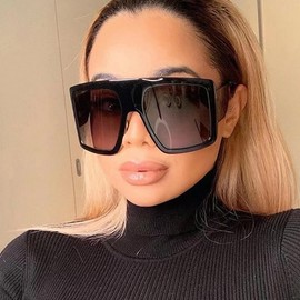 NLEYANB 3 Pairs Y2K Oversized Big Cute Square Sunglasses for Fashion Women UV400 Protection, Black, 特大号