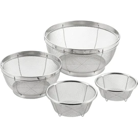 Yoshikawa Colander, 4-piece (5.1, 5.9, 7.5, 9.8 inches (13, 15, 19, 25 cm)), Stainless Steel, 4-Size Set, Mizulead II, Tsubame Sanjo, Made in Japan, SJ3468