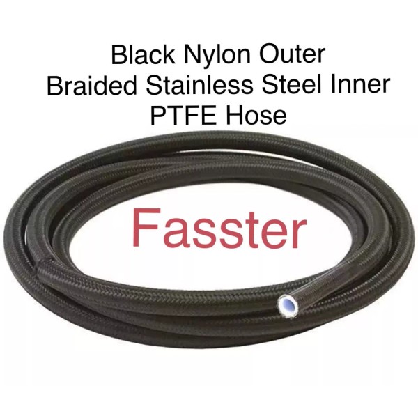 Fasster -10 AN Black Nylon PTFE Hose W/ Stainless Steel